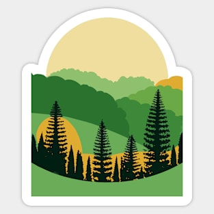 Trees in  Valley Sun Scene Graphic Sticker